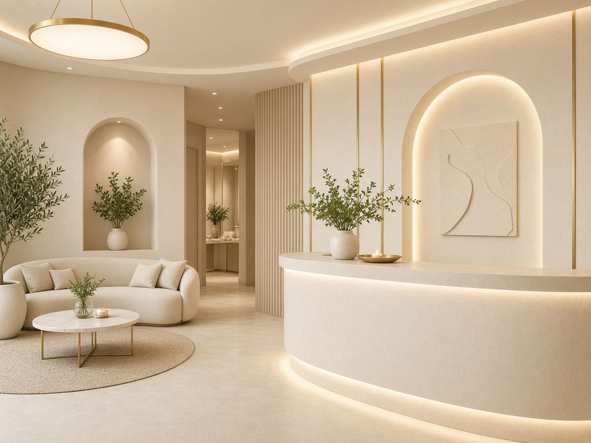 Calm, bright med spa treatment room